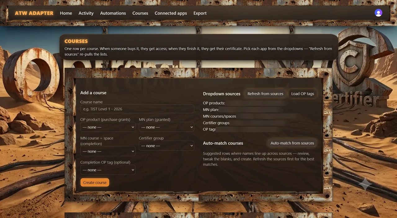 ATW Adapter — the course registry
