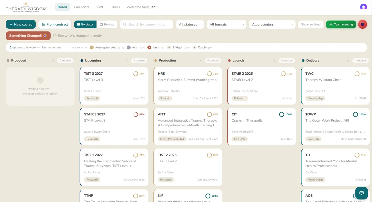 ATW Project Hub — the launch calendar
